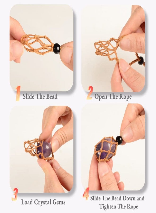 Weryerker 12-Piece Crystal Stone Cord Holder - Rope Hand-Woven Cord with Adjustable DIY Bracelet & Necklace (Coffee, Purple, Pink, Black, Khaki, Beige) - Image 3